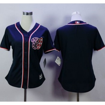 Nationals Blank Navy Blue Alternate 2 Women's Stitched MLB Jersey Nationals Blank Navy Blue Alternate 2 Women's Stitched MLB Jersey