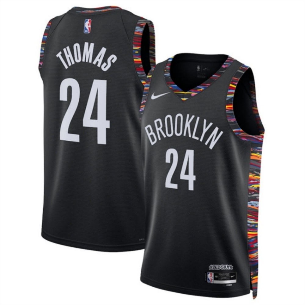 Men's Brooklyn Nets #24 Cam Thomas Black 2025/26 City Edition Stitched Basketball Jersey