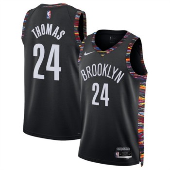 Men's Brooklyn Nets #24 Cam Thomas Black 2025/26 City Edition Stitched Basketball Jersey