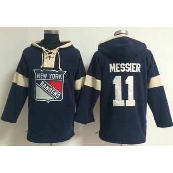 New York Rangers #11 Mark Messier Navy Blue Pullover NHL Hoodie