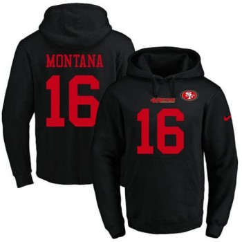 49ers #16 Joe Montana Black Name & Number Pullover NFL Hoodie 49ers #16 Joe Montana Black Name & Number Pullover NFL Hoodie