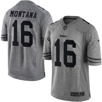 49ers #16 Joe Montana Gray Men's Stitched NFL Limited Gridiron Gray Jersey