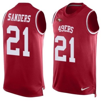 49ers #21 Deion Sanders Red Team Color Men's Stitched NFL Limited Tank Top Jersey 49ers #21 Deion Sanders Red Team Color Men's Stitched NFL Limited Tank Top Jersey