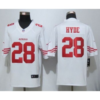 49ers #28 Carlos Hyde White Men's Stitched NFL Limited Jersey 49ers #28 Carlos Hyde White Men's Stitched NFL Limited Jersey