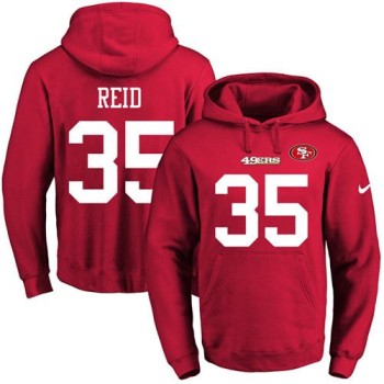 49ers #35 Eric Reid Red Name & Number Pullover NFL Hoodie