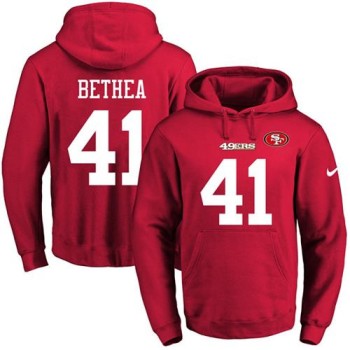 49ers #41 Antoine Bethea Red Name & Number Pullover NFL Hoodie