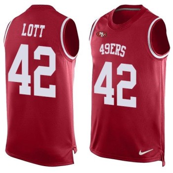 49ers #42 Ronnie Lott Red Team Color Men's Stitched NFL Limited Tank Top Jersey 49ers #42 Ronnie Lott Red Team Color Men's Stitched NFL Limited Tank Top Jersey