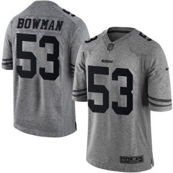 49ers #53 NaVorro Bowman Gray Men's Stitched NFL Limited Gridiron Gray Jersey