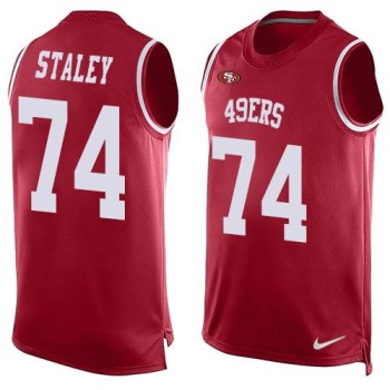 49ers #74 Joe Staley Red Team Color Men's Stitched NFL Limited Tank Top Jersey 49ers #74 Joe Staley Red Team Color Men's Stitched NFL Limited Tank Top Jersey