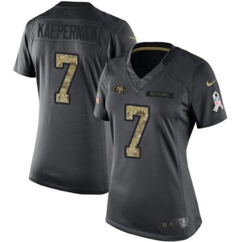 49ers #7 Colin Kaepernick Black Women's Stitched NFL Limited 2016 Salute to Service Jersey