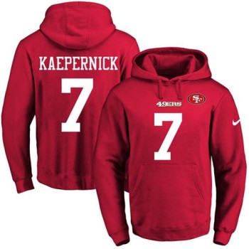 49ers #7 Colin Kaepernick Red Name & Number Pullover NFL Hoodie
