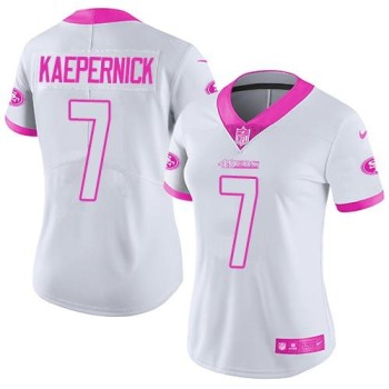 49ers #7 Colin Kaepernick White/Pink Women's Stitched NFL Limited Rush Fashion Jersey 49ers #7 Colin Kaepernick White/Pink Women's Stitched NFL Limited Rush Fashion Jersey