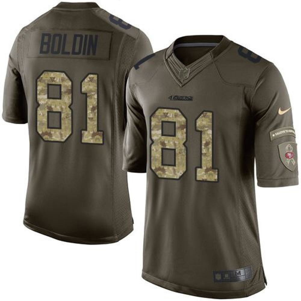 49ers #81 Anquan Boldin Green Youth Stitched NFL Limited Salute to Service Jersey
