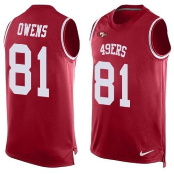 49ers #81 Terrell Owens Red Team Color Men's Stitched NFL Limited Tank Top Jersey 49ers #81 Terrell Owens Red Team Color Men's Stitched NFL Limited Tank Top Jersey