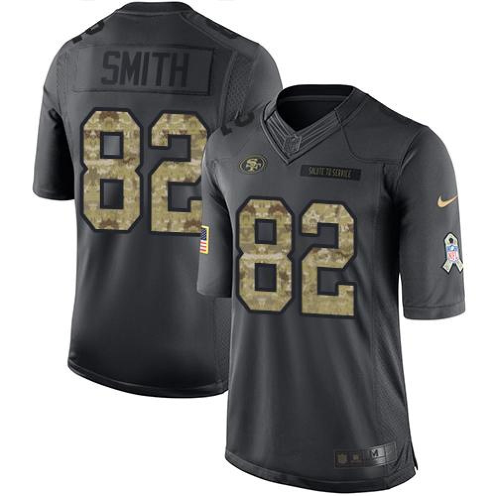 49ers #82 Torrey Smith Black Youth Stitched NFL Limited 2016 Salute to Service Jersey