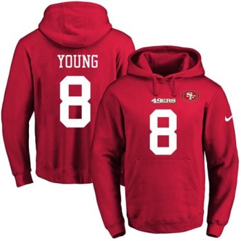 49ers #8 Steve Young Red Name & Number Pullover NFL Hoodie 49ers #8 Steve Young Red Name & Number Pullover NFL Hoodie