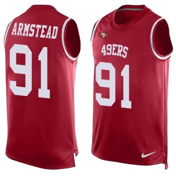 49ers #91 Arik Armstead Red Team Color Men's Stitched NFL Limited Tank Top Jersey