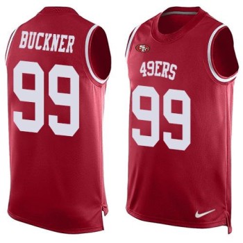 49ers #99 DeForest Buckner Red Team Color Men's Stitched NFL Limited Tank Top Jersey