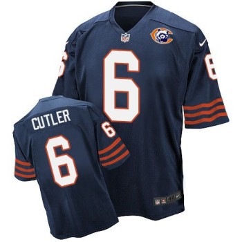Bears #6 Jay Cutler Navy Blue Throwback Men's Stitched NFL Elite Jersey