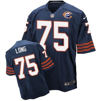 Bears #75 Kyle Long Navy Blue Throwback Men's Stitched NFL Elite Jersey
