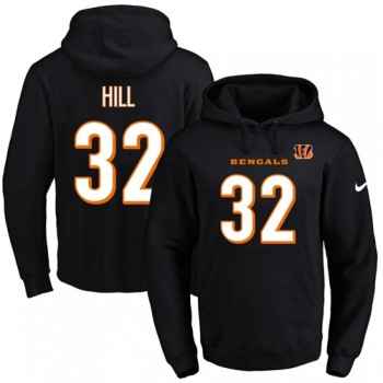 Bengals #32 Jeremy Hill Black Name & Number Pullover NFL Hoodie