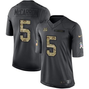 Bengals #5 AJ McCarron Black Men's Stitched NFL Limited 2016 Salute to Service Jersey