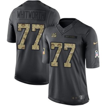 Bengals #77 Andrew Whitworth Black Men's Stitched NFL Limited 2016 Salute to Service Jersey