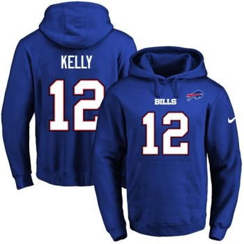 Bills #12 Jim Kelly Royal Blue Name & Number Pullover NFL Hoodie Bills #12 Jim Kelly Royal Blue Name & Number Pullover NFL Hoodie
