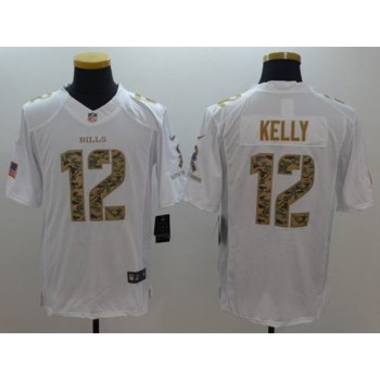 Bills #12 Jim Kelly White Men's Stitched NFL Limited Salute To Service Jersey Bills #12 Jim Kelly White Men's Stitched NFL Limited Salute To Service Jersey