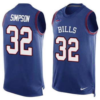 Bills #32 O. J. Simpson Royal Blue Team Color Men's Stitched NFL Limited Tank Top Jersey