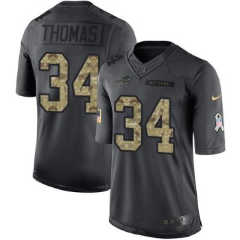 Bills #34 Thurman Thomas Black Men's Stitched NFL Limited 2016 Salute To Service Jersey Bills #34 Thurman Thomas Black Men's Stitched NFL Limited 2016 Salute To Service Jersey