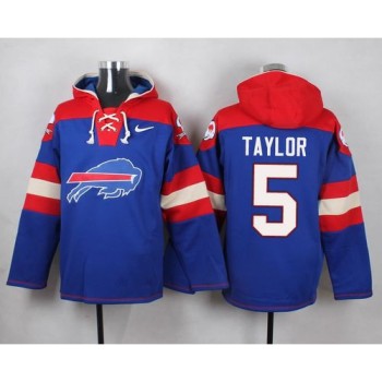 Bills #5 Tyrod Taylor Royal Blue Player Pullover NFL Hoodie