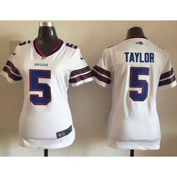 Bills #5 Tyrod Taylor White Women's Stitched NFL Elite Jersey Bills #5 Tyrod Taylor White Women's Stitched NFL Elite Jersey