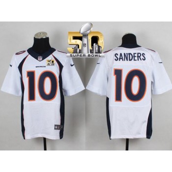 Broncos #10 Emmanuel Sanders White Super Bowl 50 Men's Stitched NFL New Elite Jersey