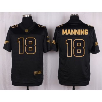 Broncos #18 Peyton Manning Black Men's Stitched NFL Elite Pro Line Gold Collection Jersey