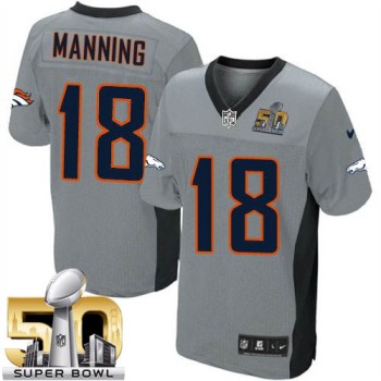 Broncos #18 Peyton Manning Grey Shadow Super Bowl 50 Youth Stitched NFL Elite Jersey Broncos #18 Peyton Manning Grey Shadow Super Bowl 50 Youth Stitched NFL Elite Jersey