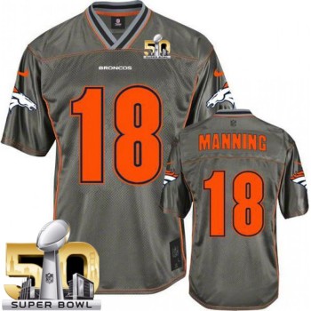 Broncos #18 Peyton Manning Grey Super Bowl 50 Youth Stitched NFL Elite Vapor Jersey Broncos #18 Peyton Manning Grey Super Bowl 50 Youth Stitched NFL Elite Vapor Jersey
