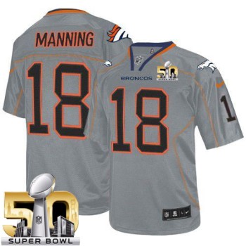 Broncos #18 Peyton Manning Lights Out Grey Super Bowl 50 Youth Stitched NFL Elite Jersey Broncos #18 Peyton Manning Lights Out Grey Super Bowl 50 Youth Stitched NFL Elite Jersey