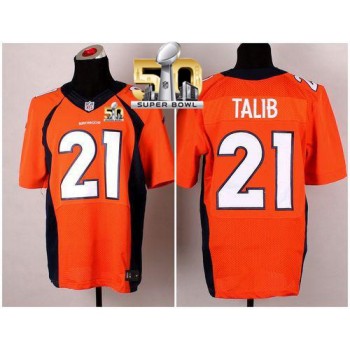 Broncos #21 Aqib Talib Orange Team Color Super Bowl 50 Men's Stitched NFL New Elite Jersey
