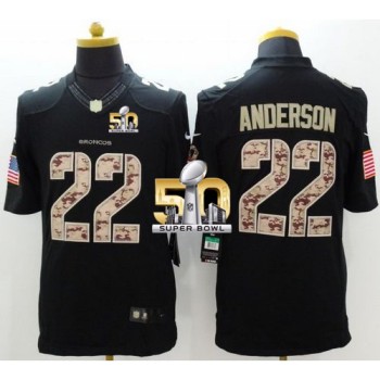 Broncos #22 C.J. Anderson Black Super Bowl 50 Men's Stitched NFL Limited Salute to Service Jersey
