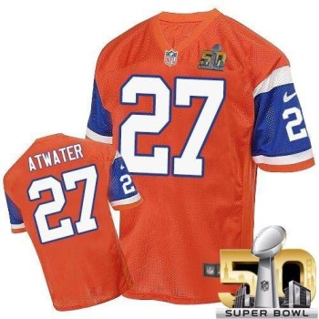 Broncos #27 Steve Atwater Orange Throwback Super Bowl 50 Men's Stitched NFL Elite Jersey
