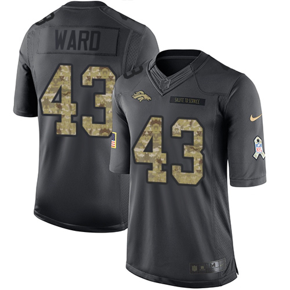 Broncos #43 T.J. Ward Black Youth Stitched NFL Limited 2016 Salute to Service Jersey