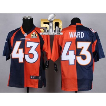 Broncos #43 T.J. Ward Orange/Navy Blue Super Bowl 50 Men's Stitched NFL Elite Split Jersey