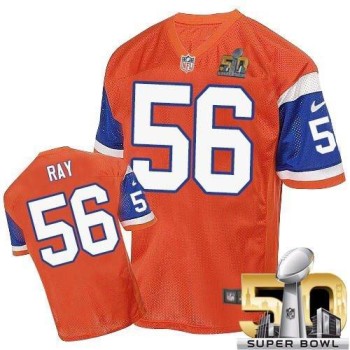 Broncos #56 Shane Ray Orange Throwback Super Bowl 50 Men's Stitched NFL Elite Jersey