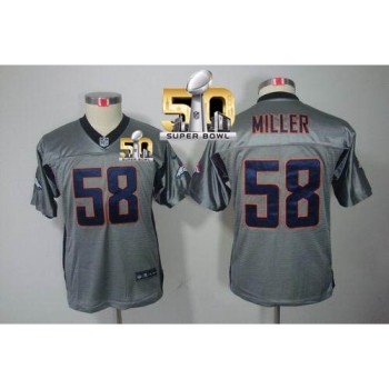 Broncos #58 Von Miller Grey Shadow Super Bowl 50 Youth Stitched NFL Elite Jersey