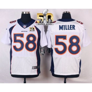 Broncos #58 Von Miller White Super Bowl 50 Men's Stitched NFL New Elite Jersey