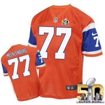 Broncos #77 Karl Mecklenburg Orange Super Bowl 50 Men's Stitched NFL Elite Throwback Jersey