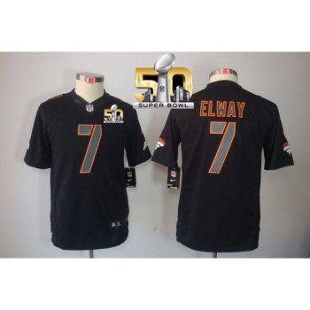 Broncos #7 John Elway Black Impact Super Bowl 50 Youth Stitched NFL Limited Jersey Broncos #7 John Elway Black Impact Super Bowl 50 Youth Stitched NFL Limited Jersey