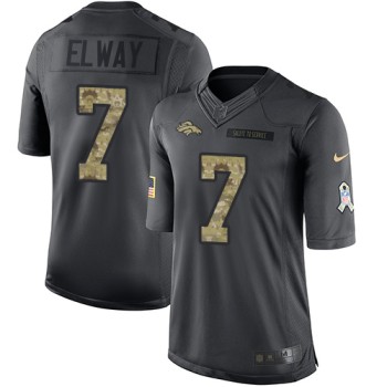 Broncos #7 John Elway Black Men's Stitched NFL Limited 2016 Salute to Service Jersey