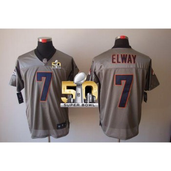 Broncos #7 John Elway Grey Shadow Super Bowl 50 Men's Stitched NFL Elite Jersey